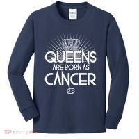 Queens Are Born As Cancer Kids Long Sleeve Shirt thumb 0