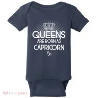 Queens Are Born As Capricorn Baby Bodysuit thumb 0