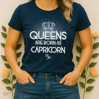 Queens Are Born As Capricorn Women's T-Shirt thumb 2