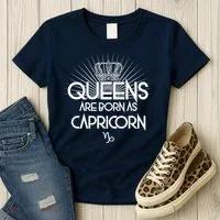Queens Are Born As Capricorn Women's T-Shirt thumb 3