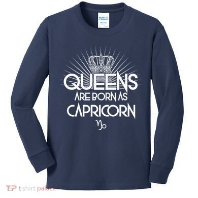 Queens Are Born As Capricorn Kids Long Sleeve Shirt