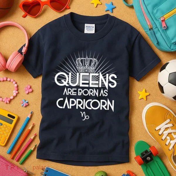 Queens Are Born As Capricorn Kids T-Shirt