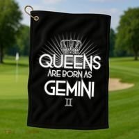Queens Are Born As Gemini Golf Towel thumb 1