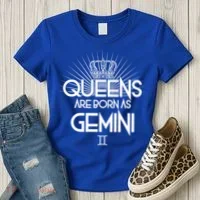 Queens Are Born As Gemini Women's T-Shirt thumb 3