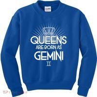 Queens Are Born As Gemini Kids Sweatshirt thumb 0