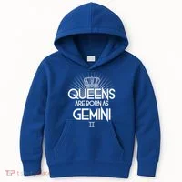 Queens Are Born As Gemini Kids Hoodie thumb 0