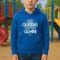 Queens Are Born As Gemini Kids Hoodie thumb 2