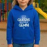 Queens Are Born As Gemini Kids Hoodie thumb 3