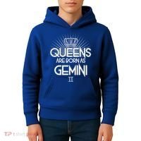 Queens Are Born As Gemini Kids Hoodie thumb 4