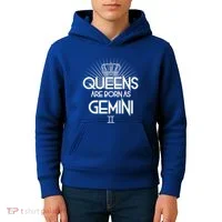 Queens Are Born As Gemini Kids Hoodie thumb 4