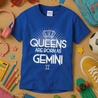 Queens Are Born As Gemini Kids T-Shirt thumb 3