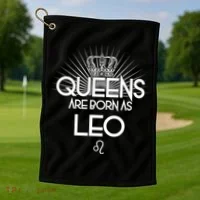 Queens Are Born As Leo Golf Towel thumb 1