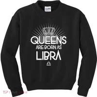 Queens Are Born As Libra Kids Sweatshirt thumb 0