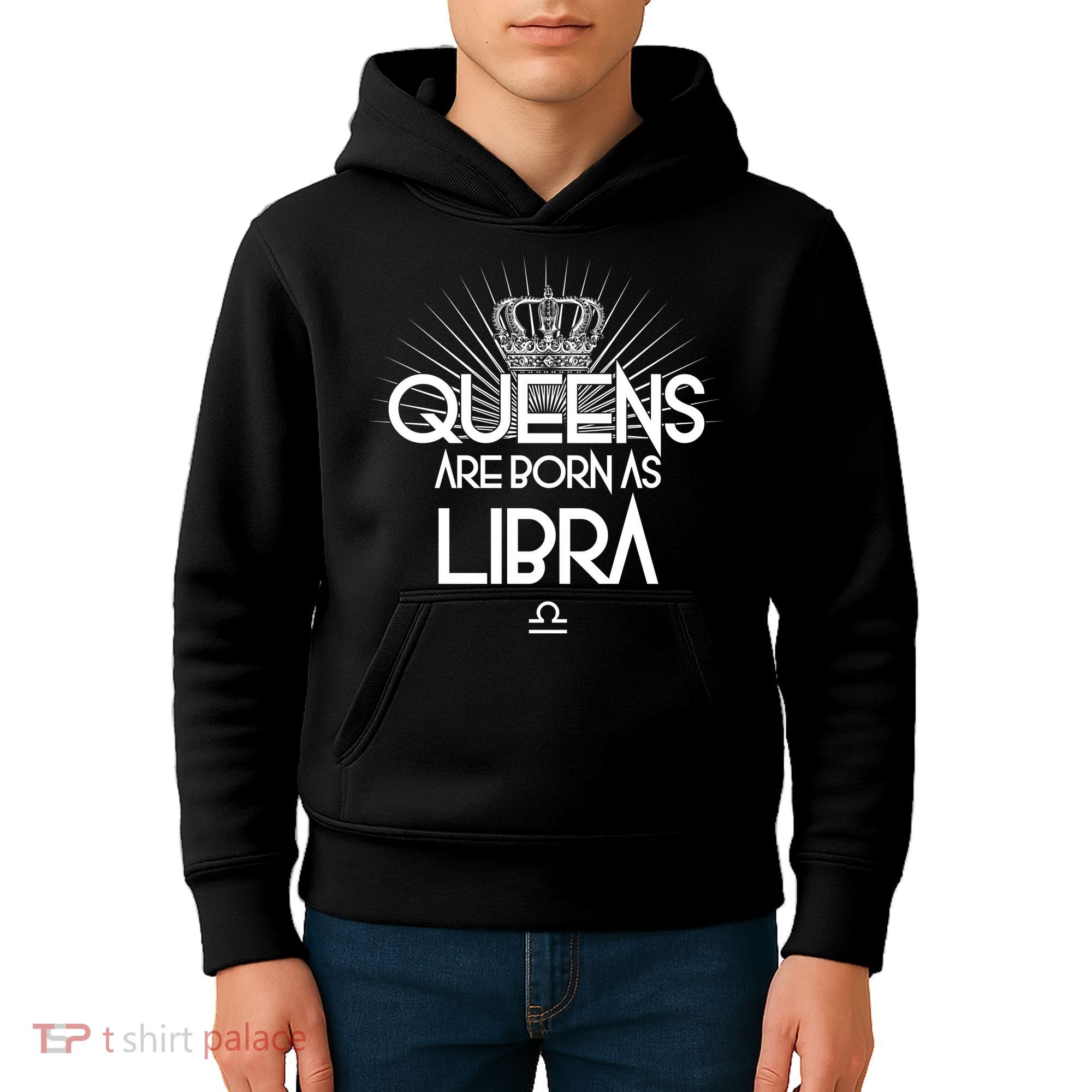 Queens Are Born As Libra Kids Hoodie