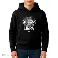 Queens Are Born As Libra Kids Hoodie thumb 4