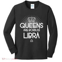 Queens Are Born As Libra Kids Long Sleeve Shirt thumb 0