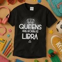 Queens Are Born As Libra Kids T-Shirt thumb 3