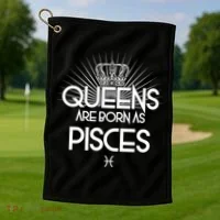Queens Are Born As Pisces Golf Towel thumb 1