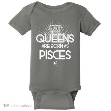 Queens Are Born As Pisces Baby Bodysuit