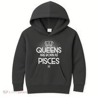 Queens Are Born As Pisces Kids Hoodie thumb 0