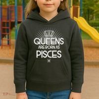 Queens Are Born As Pisces Kids Hoodie thumb 3