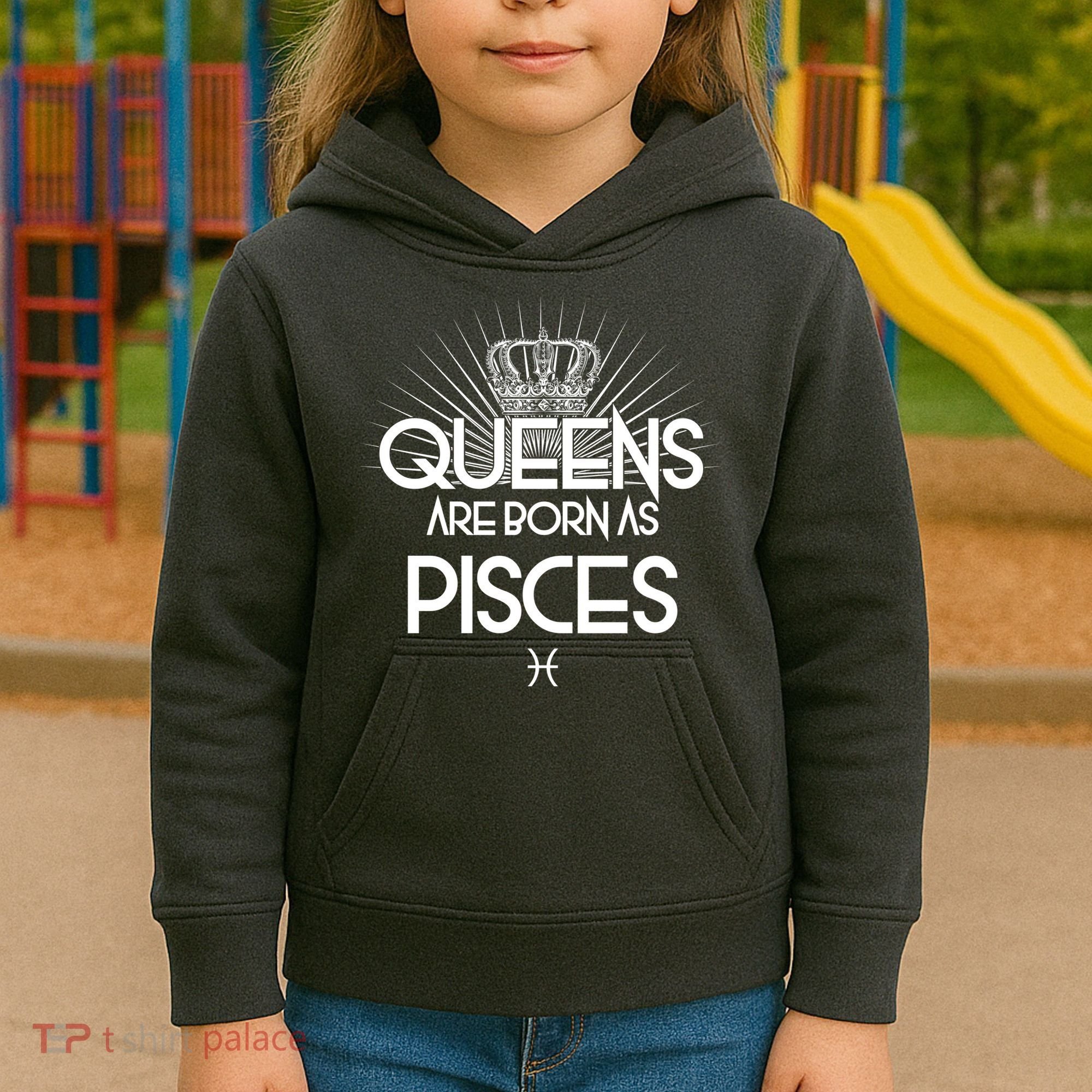 Queens Are Born As Pisces Kids Hoodie