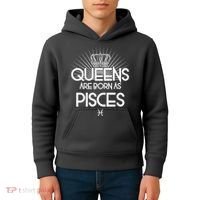 Queens Are Born As Pisces Kids Hoodie thumb 4