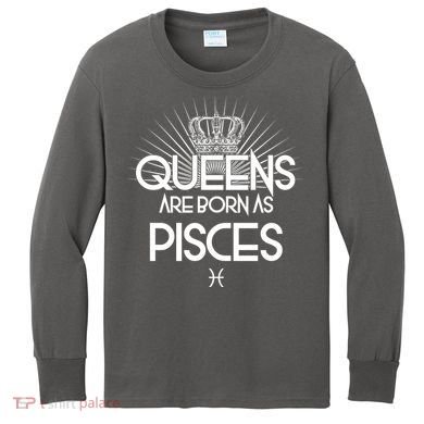 Queens Are Born As Pisces Kids Long Sleeve Shirt