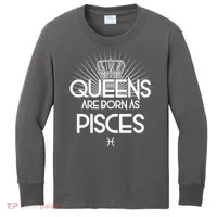Queens Are Born As Pisces Kids Long Sleeve Shirt thumb 0