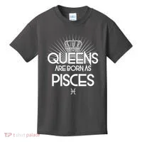 Queens Are Born As Pisces Kids T-Shirt thumb 0