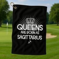 Queens Are Born As Sagittarius Golf Towel thumb 1