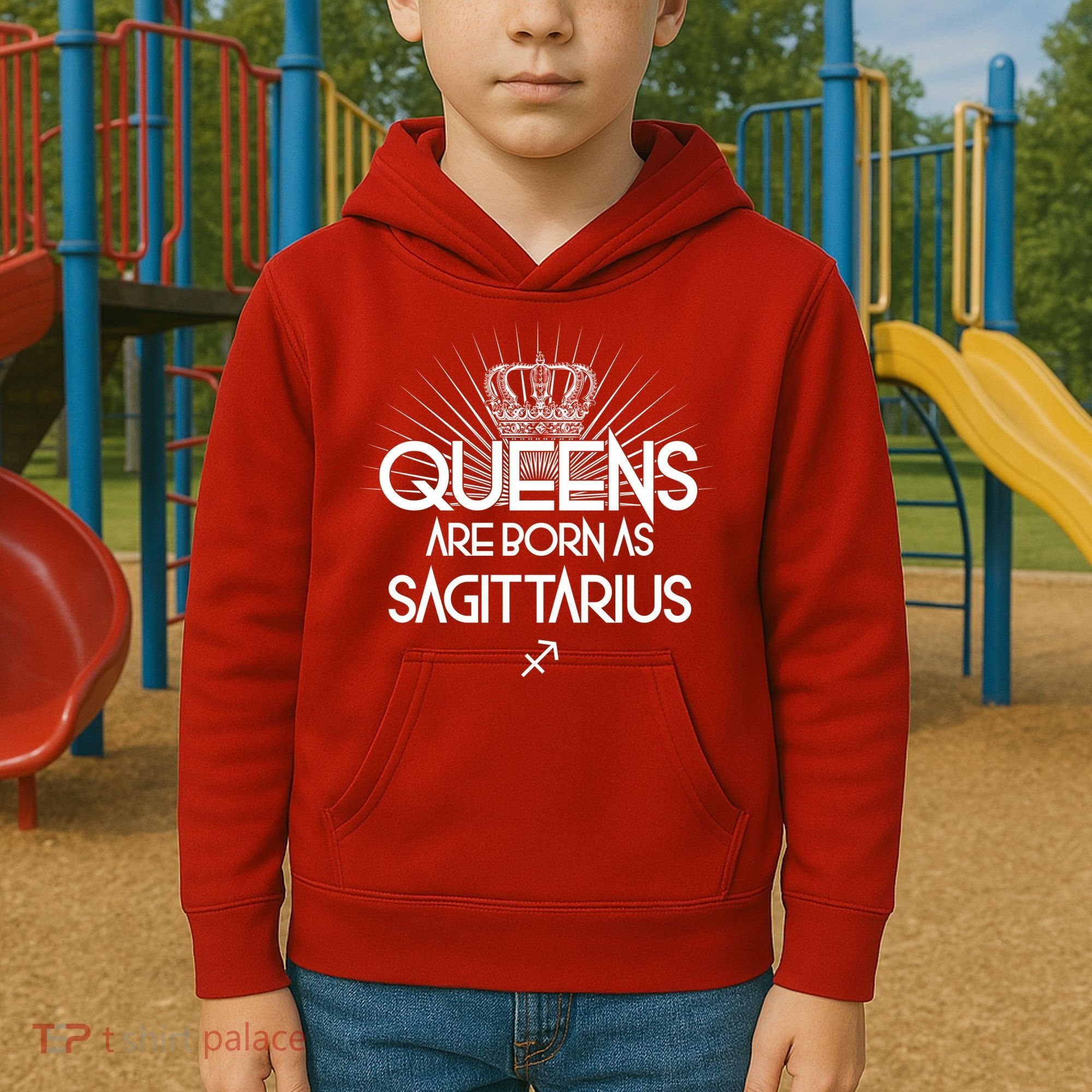 Queens Are Born As Sagittarius Kids Hoodie