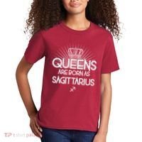 Queens Are Born As Sagittarius Kids T-Shirt thumb 2