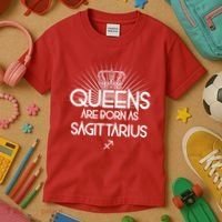 Queens Are Born As Sagittarius Kids T-Shirt thumb 3