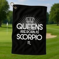 Queens Are Born As Scorpio Golf Towel thumb 1