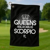 Queens Are Born As Scorpio Golf Towel thumb 1
