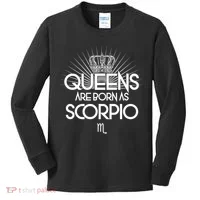 Queens Are Born As Scorpio Kids Long Sleeve Shirt thumb 0