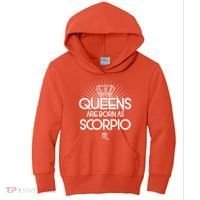 Queens Are Born As Scorpio Kids Hoodie thumb 0