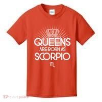 Queens Are Born As Scorpio Kids T-Shirt thumb 0