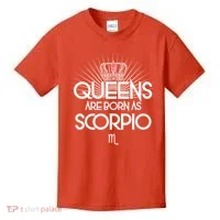 Queens Are Born As Scorpio Kids T-Shirt thumb 0