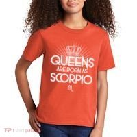 Queens Are Born As Scorpio Kids T-Shirt thumb 2