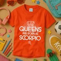 Queens Are Born As Scorpio Kids T-Shirt thumb 3
