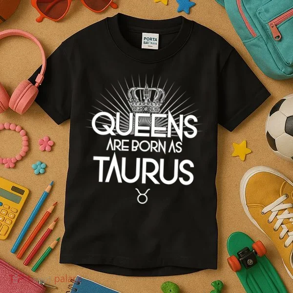 Queens Are Born As Taurus Kids T-Shirt