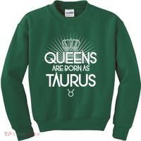 Queens Are Born As Taurus Kids Sweatshirt thumb 0