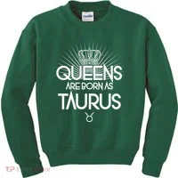 Queens Are Born As Taurus Kids Sweatshirt thumb 0