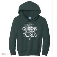 Queens Are Born As Taurus Kids Hoodie thumb 0