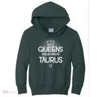Queens Are Born As Taurus Kids Hoodie thumb 0