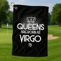 Queens Are Born As Virgo Golf Towel thumb 1