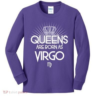 Queens Are Born As Virgo Kids Long Sleeve Shirt