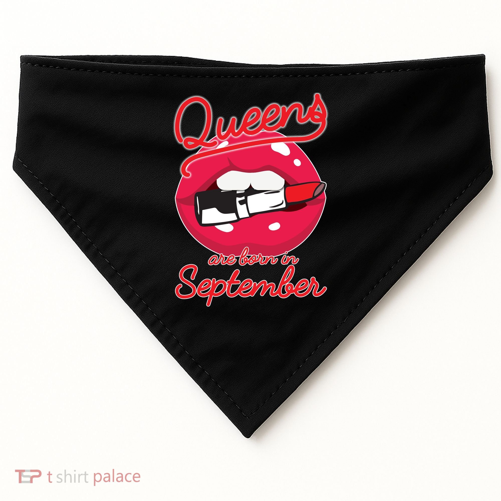 Queens Are Born in September Lipstick USA-Made Doggie Bandana